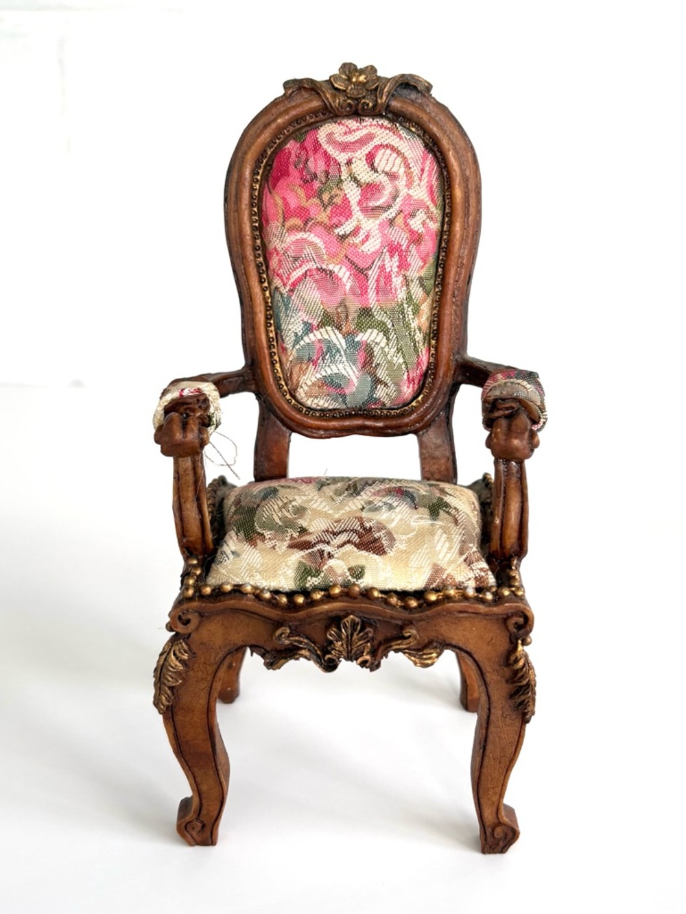 Miniature Ornate Upholstered Doll Chair Accent furniture Doll House